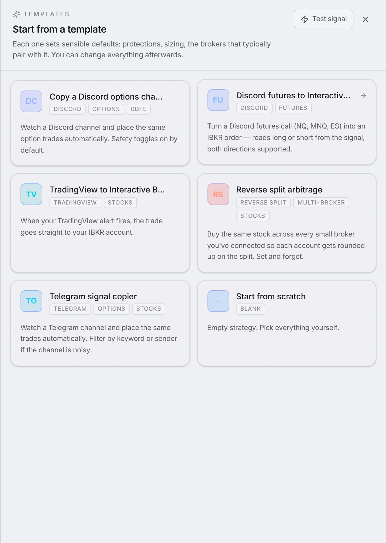 The Start from a template panel in the desktop app