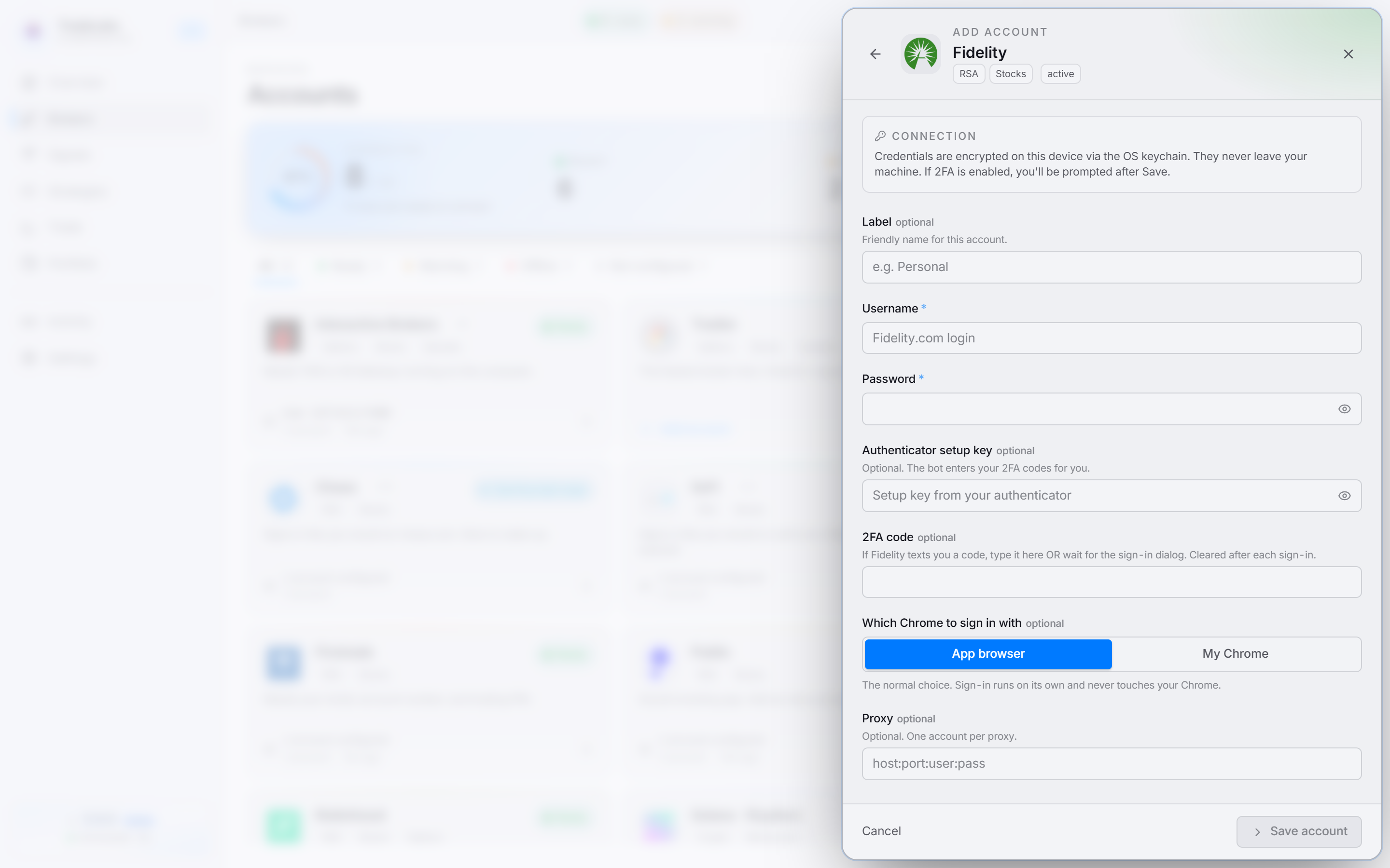 The Fidelity connect form