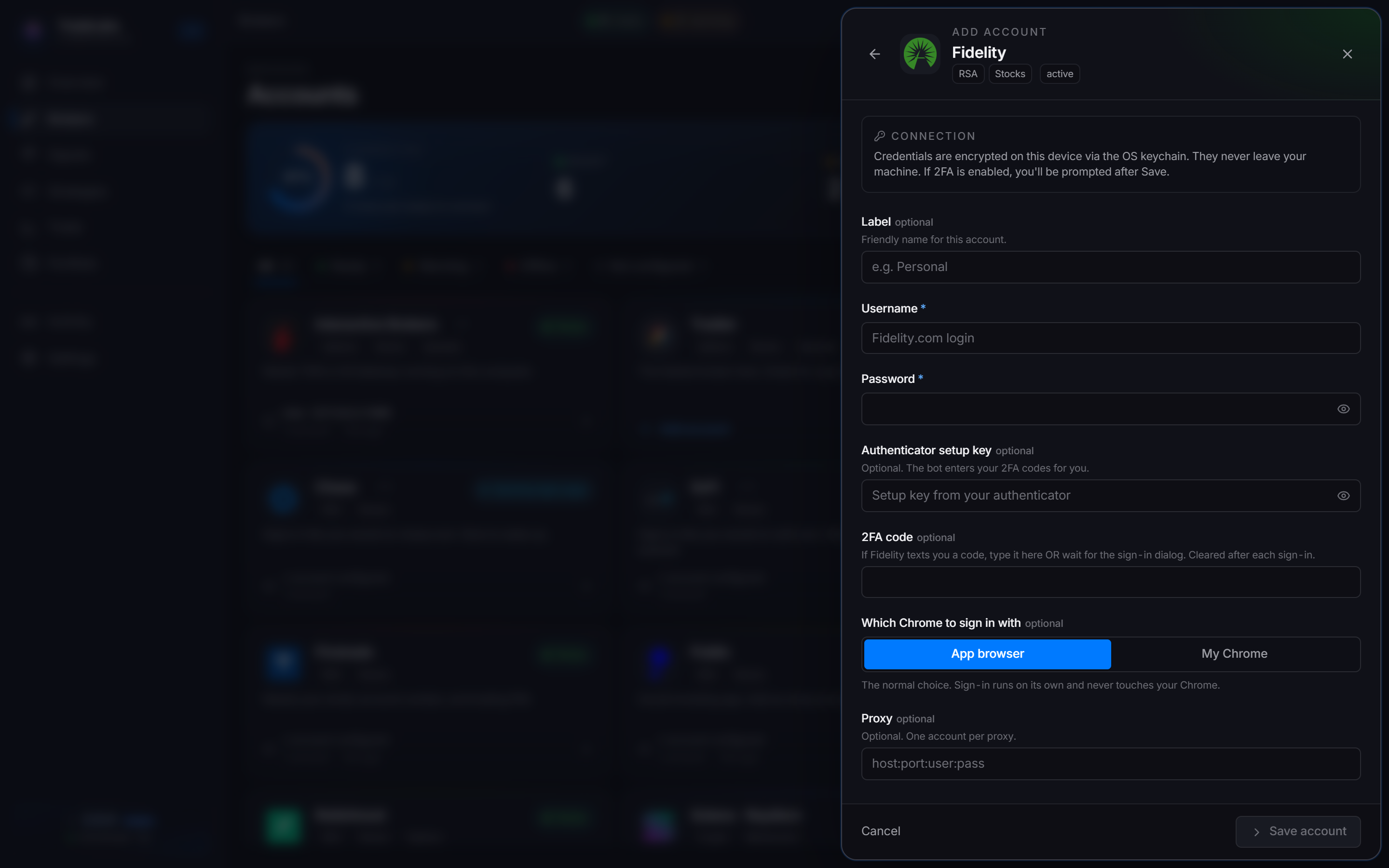 The Fidelity connect form