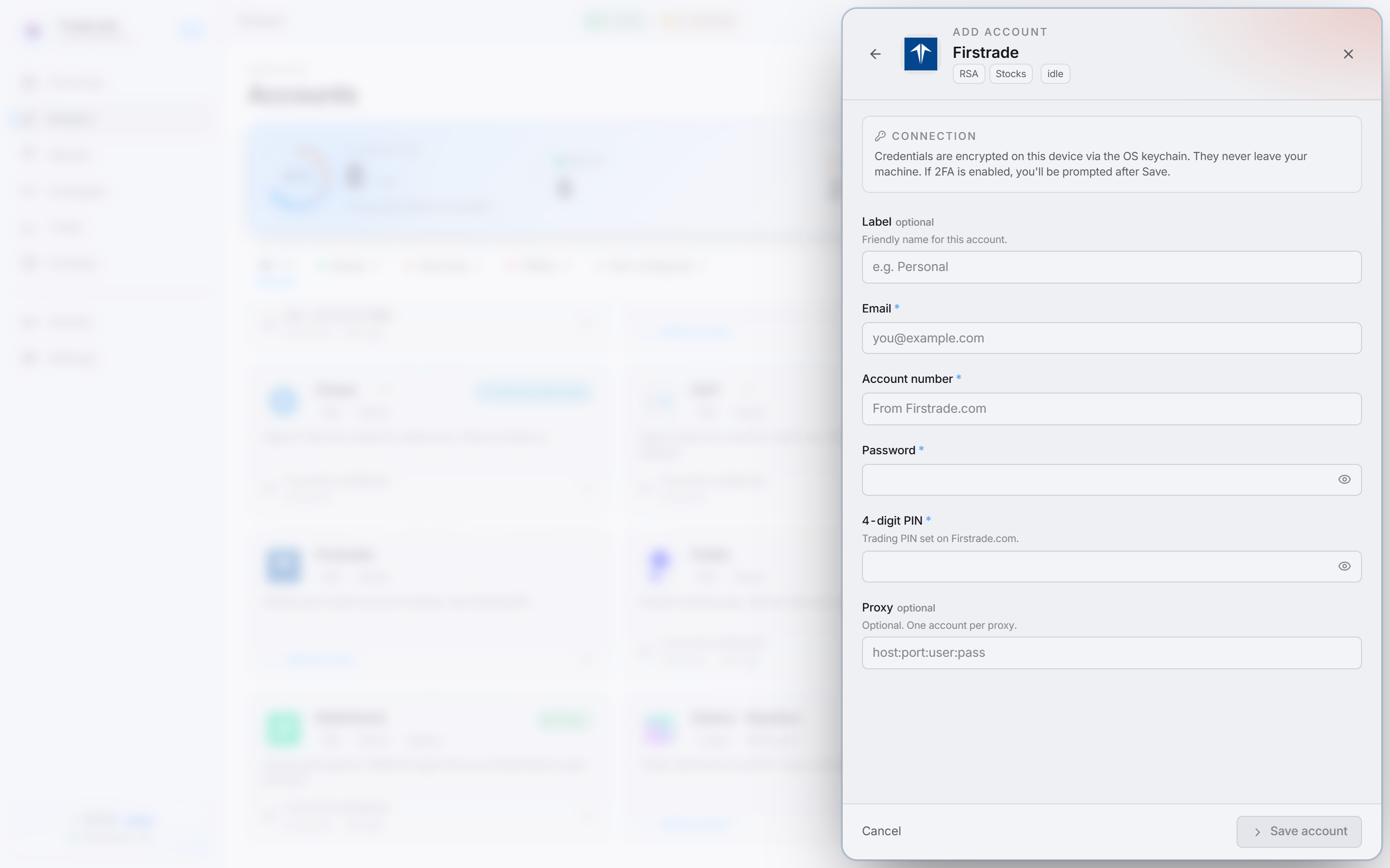 The Firstrade connect form