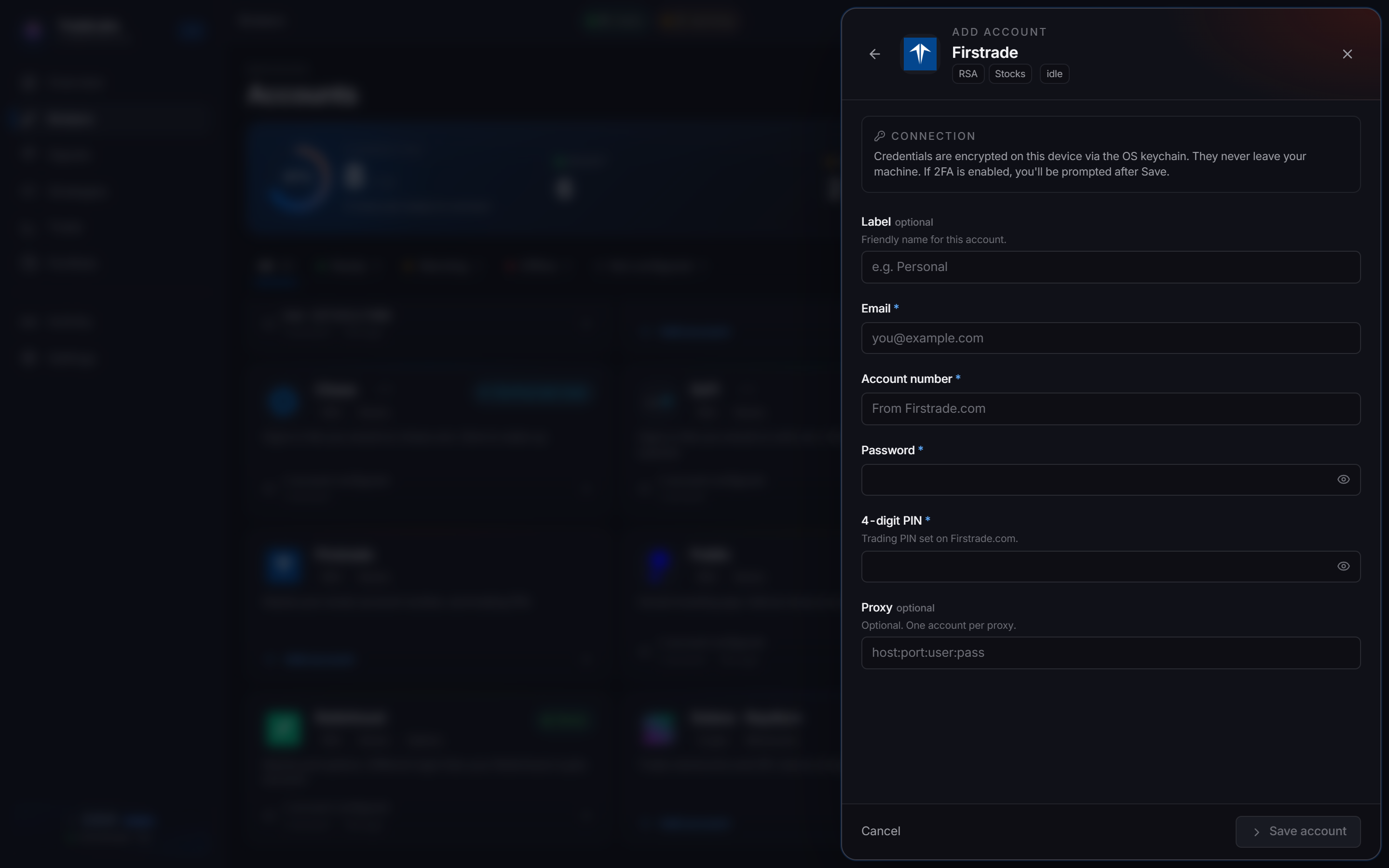 The Firstrade connect form