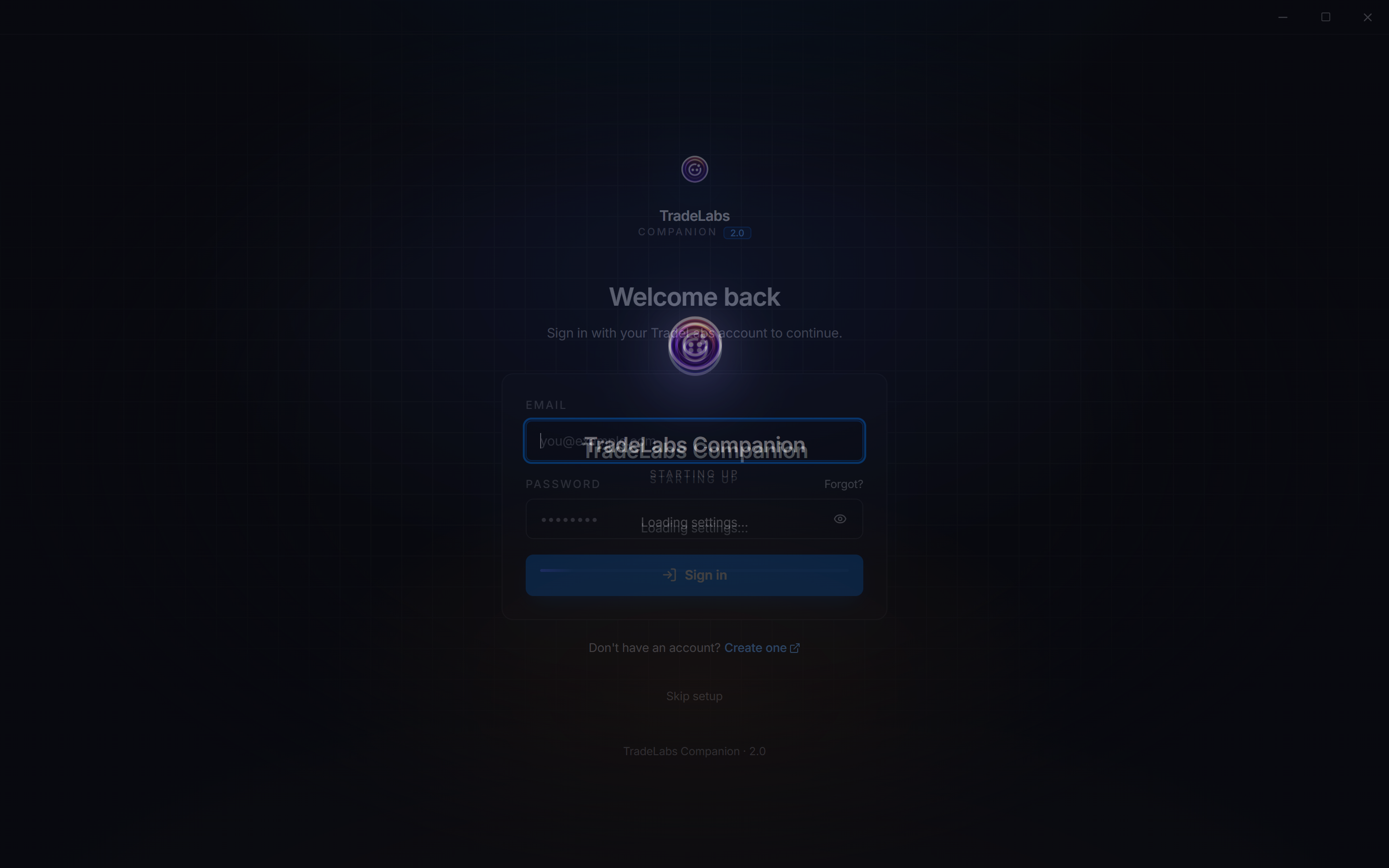 The app sign-in screen